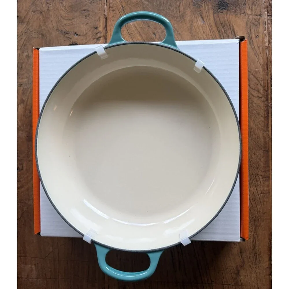 Le Creuset Signature Cast Iron Petal Shallow Casserole 2.25qt Riviera Blue NEW
